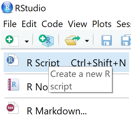 New R script in RStudio
